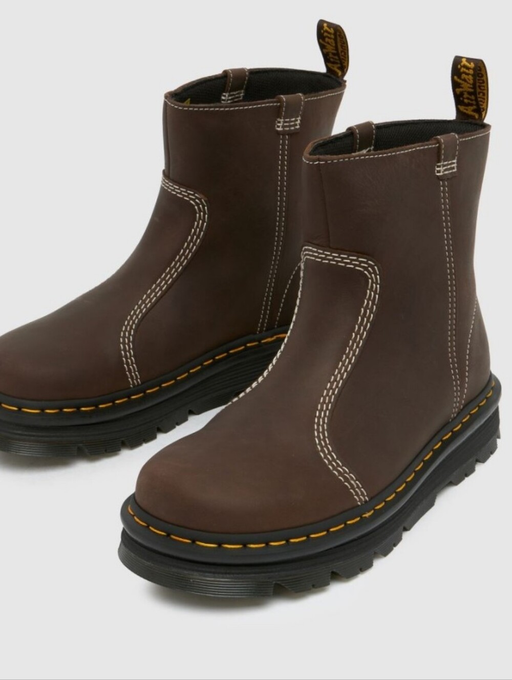 Dr. Martens Zebzag Rigger Slip-On Leather Boots- Dark Brown